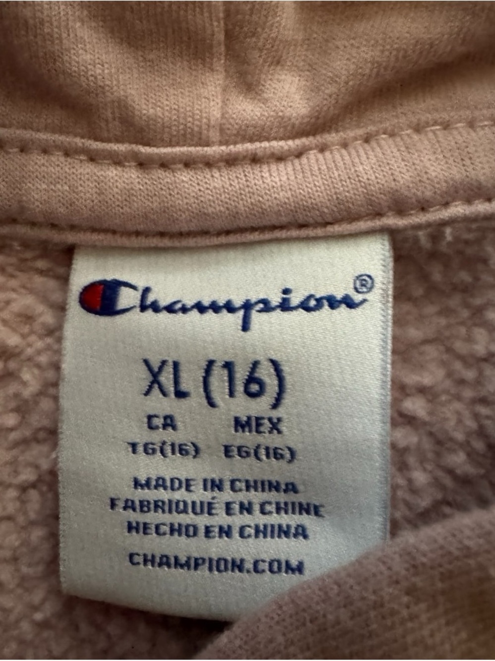 Champion Crewneck Hoodie in Mauve with Checker Sleeve Panels - Picture 2 of 6